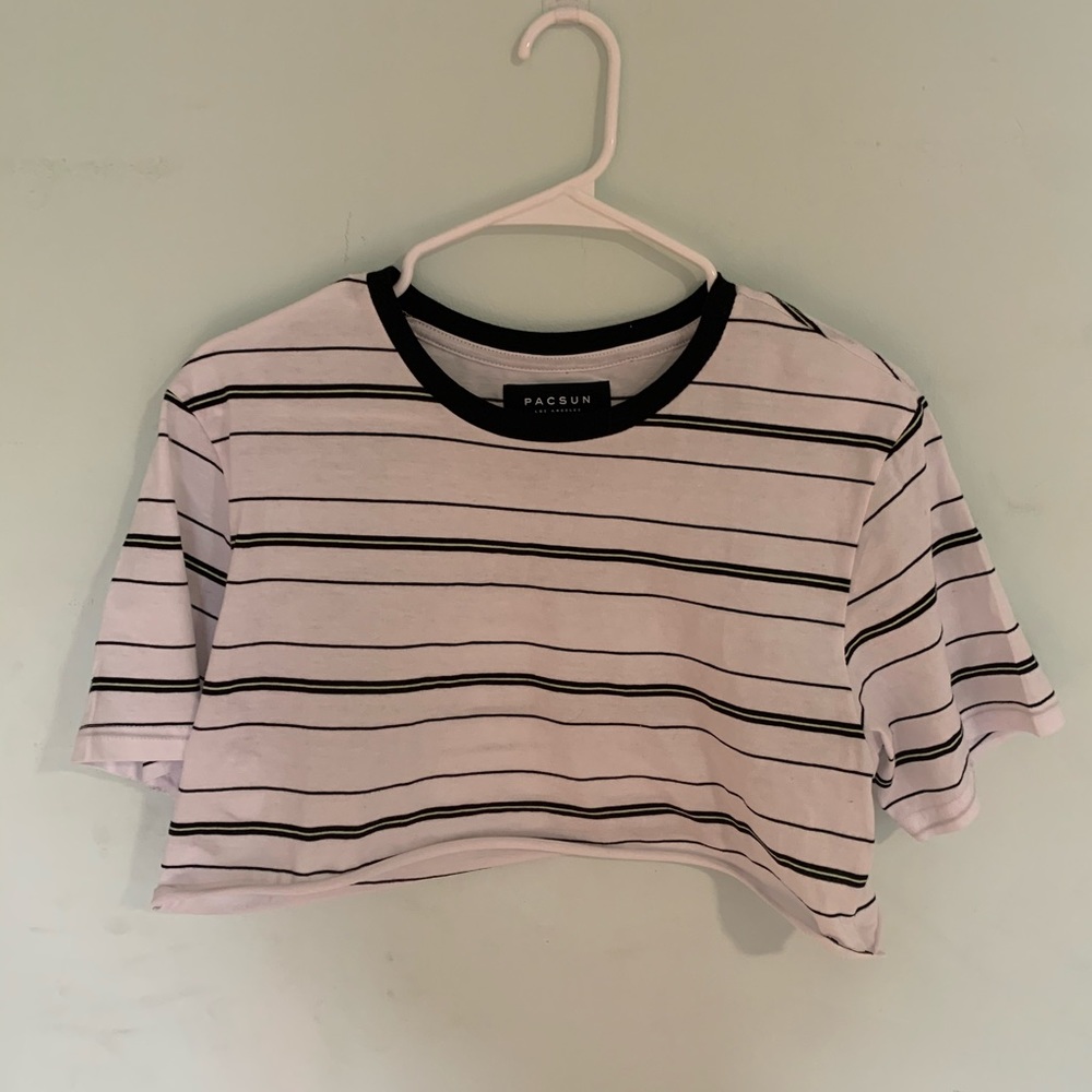 self cropped striped tee shirt